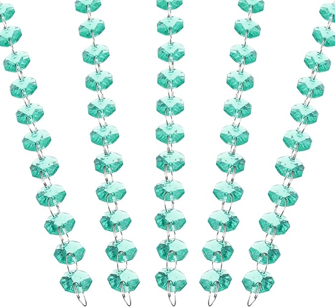 PATIKIL 14 mm Crystal Garland Strands, 98.4 Ft Acrylic Octagon Chandelier Bead Chains String for DIY Craft Wedding Party Home Decorative Jewelry Making, Blue