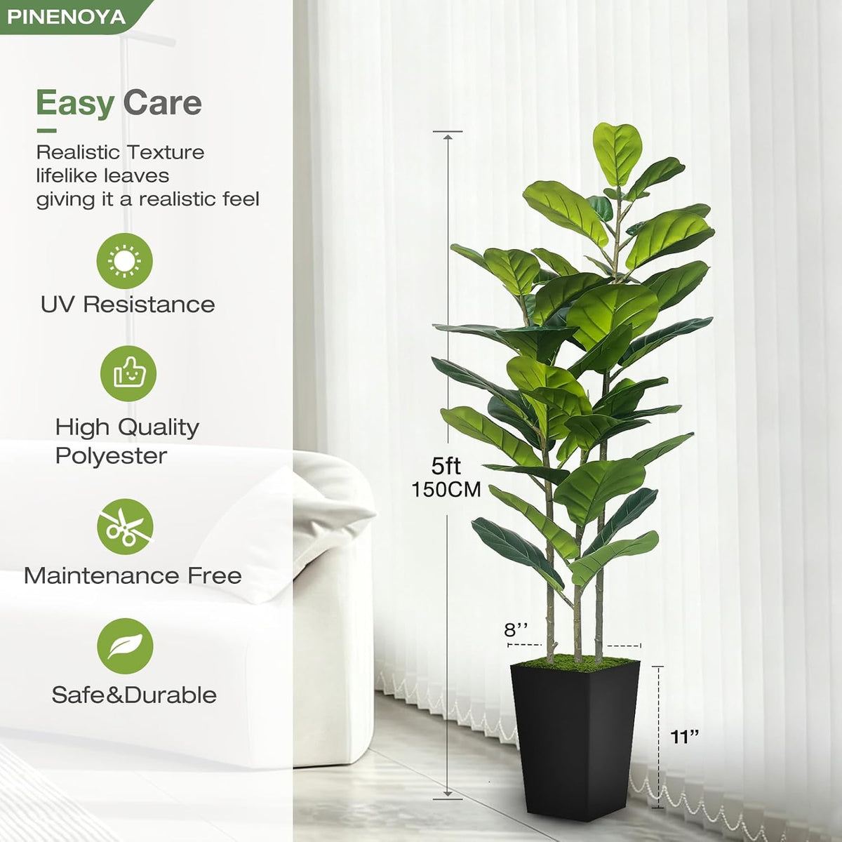 5ft artificial fiddle leaf fig tree in modern shown in use