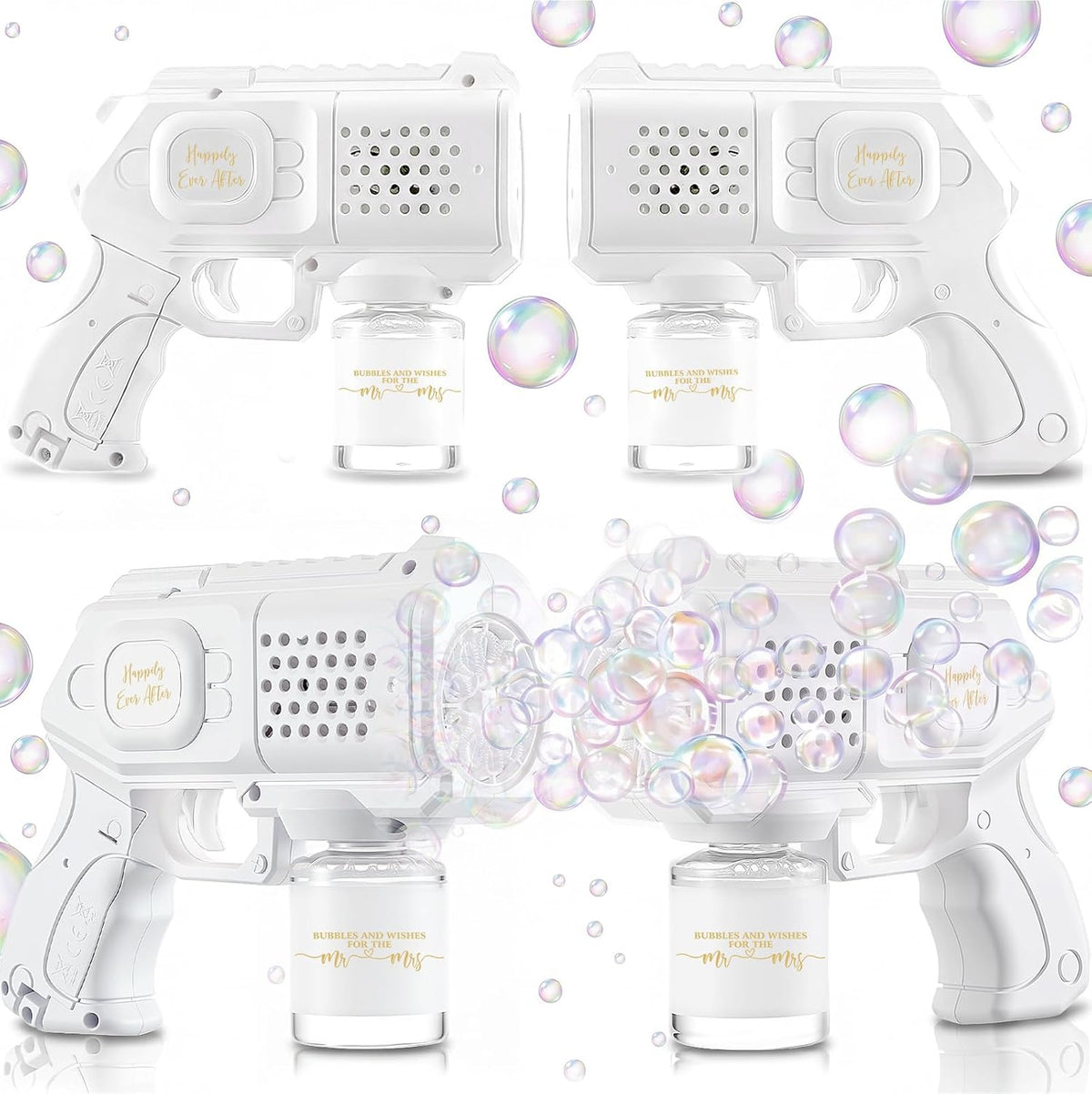 Hollowfly 4 Pack Wedding Bubble Guns Machine Bottles Solution Romantic Bubble...