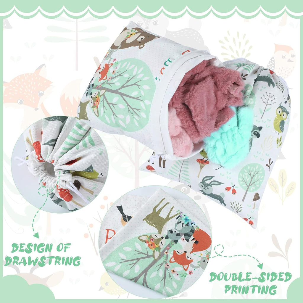 Shappy 2 Pcs Drawstring Fabric Gift Bags, Woodland Animal Reusable Gift Wrap, 15.75 x 11.81'' Large Bag for Baby Shower Party Favor Gender Reveal Birthday Party Supplies