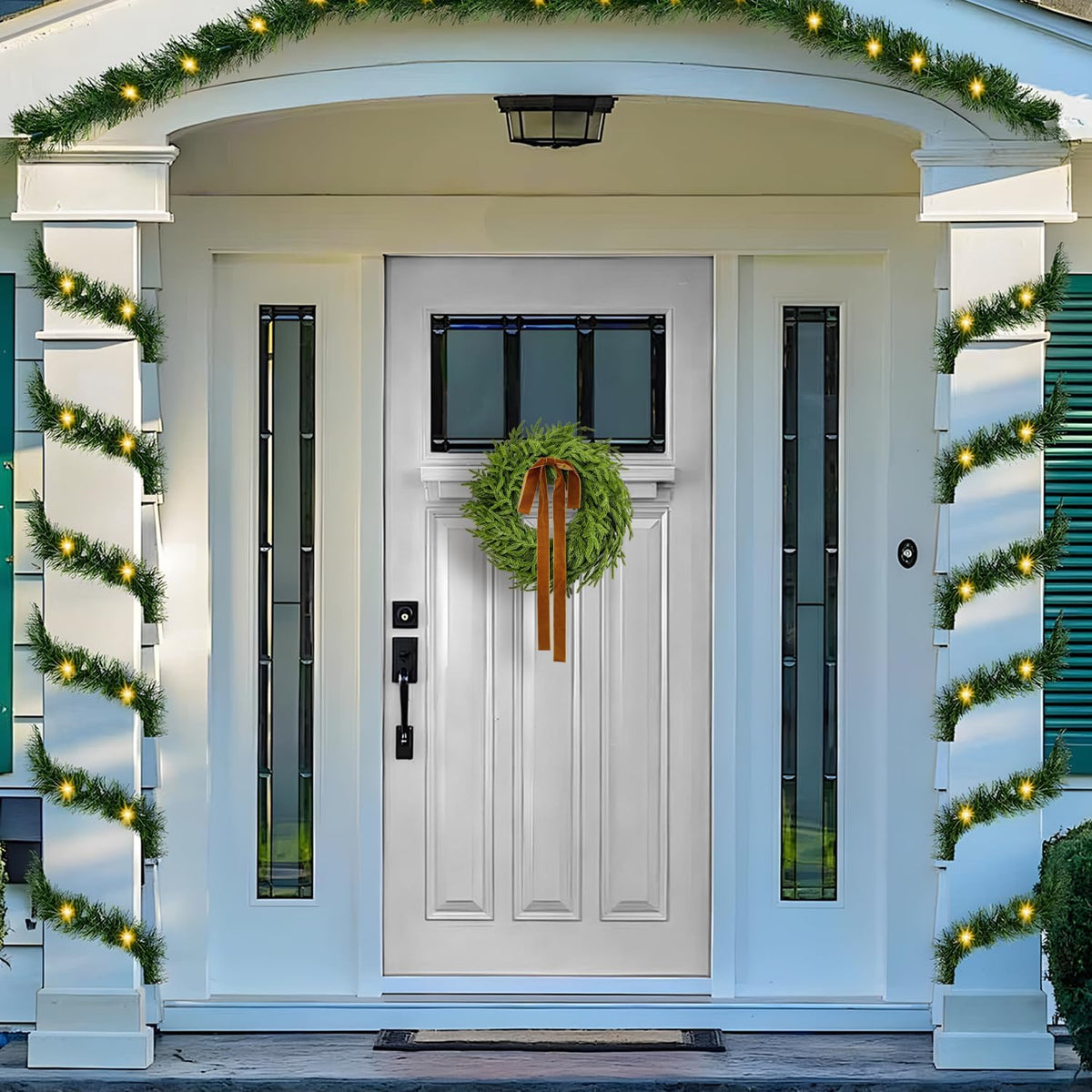 christmas wreaths for front door 22 inch realistic showing dimensions