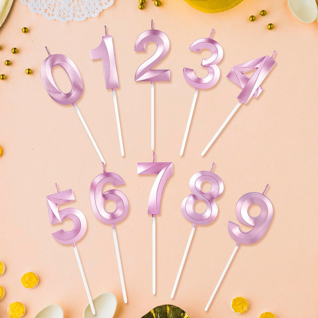 BEAN LIEVE Numeral Birthday Candles - Birthday Cake Candles Numeric Candles Number 0 1 2 3 4 5 6 7 8 9 Used for Cake Decoration on Birthday Parties and Wedding Anniversary Celebration（Rose Gold