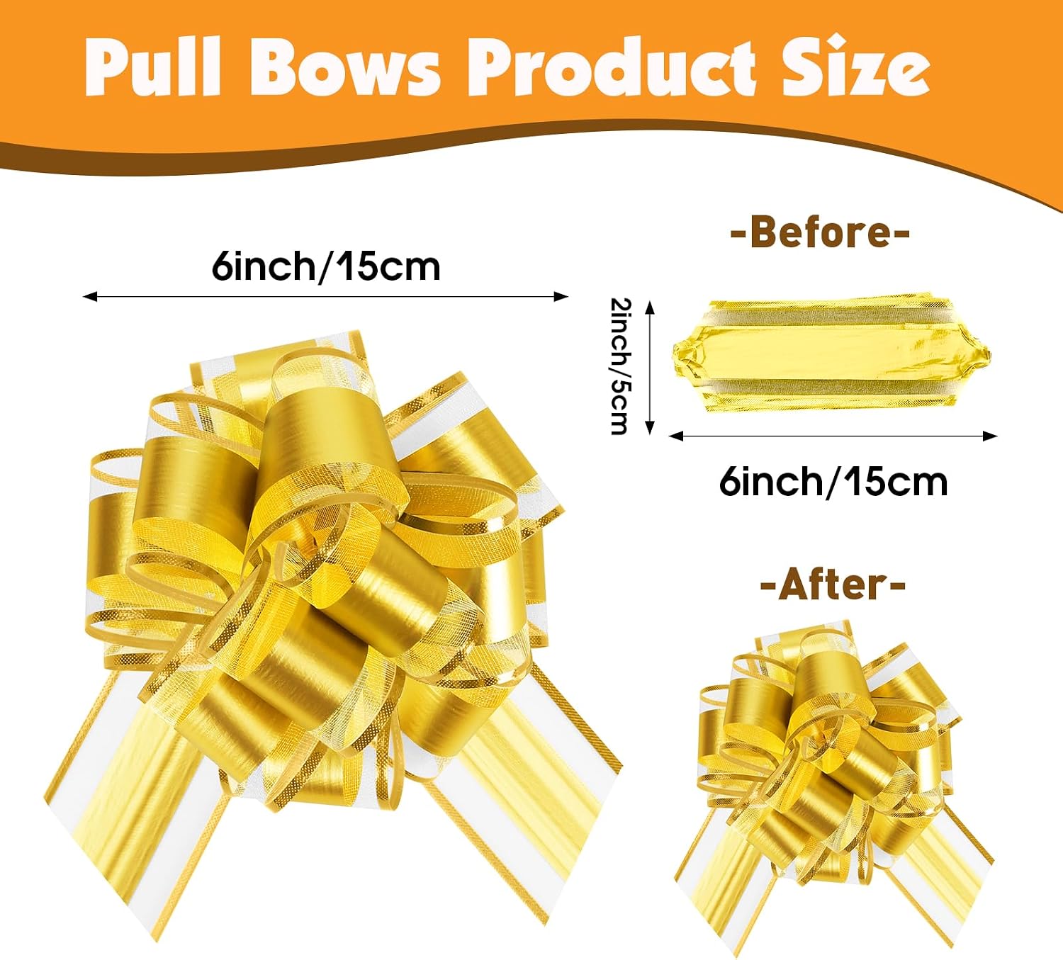 24 Pcs Pull Bows for Gift Baskets, 12 Color 6 Inch Large Gift Bows for Wrapping, Organza Phnom Penh Gift Wrap Bows for Presents&Crafts, Pull Ribbon Gift Bows for Wedding,Party,Christmas,Thanksgiving.