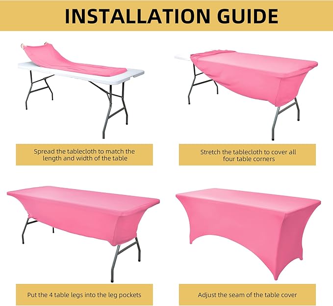 10-Pack 6ft Spandex Table Covers for Rectangle Standard Folding Tables - Wrinkle Resistant Stretch Tablecloths - Ultimate Fitted Table Protector for Parties, Banquet, Wedding