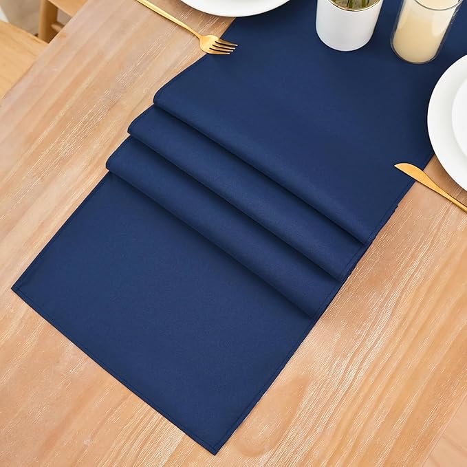 2 Pack Navy Blue Small Short Table Runner 12 x 24 Inch Solid Color Runners Coffee Table Dresser for Daily Party Home Decoration