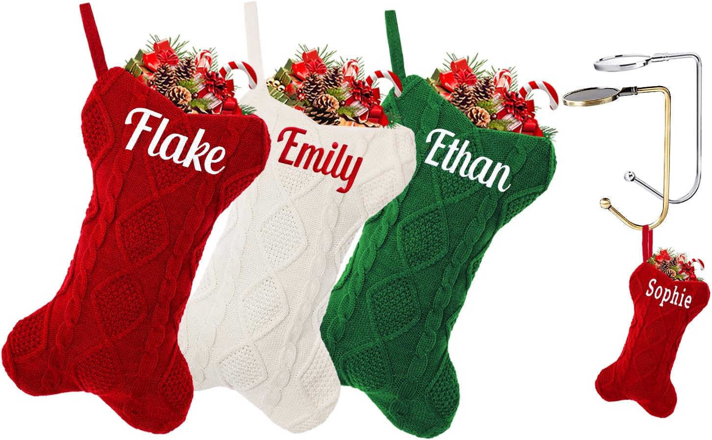 Ulico Custom Pet Stocking Christmas, Personalized Christmas Stocking for Dogs, Bone Shape Stocking Christmas Large Pet Stockings Hanging Dog Christmas Stocking for Dogs Cats Pets (1 Pcs)