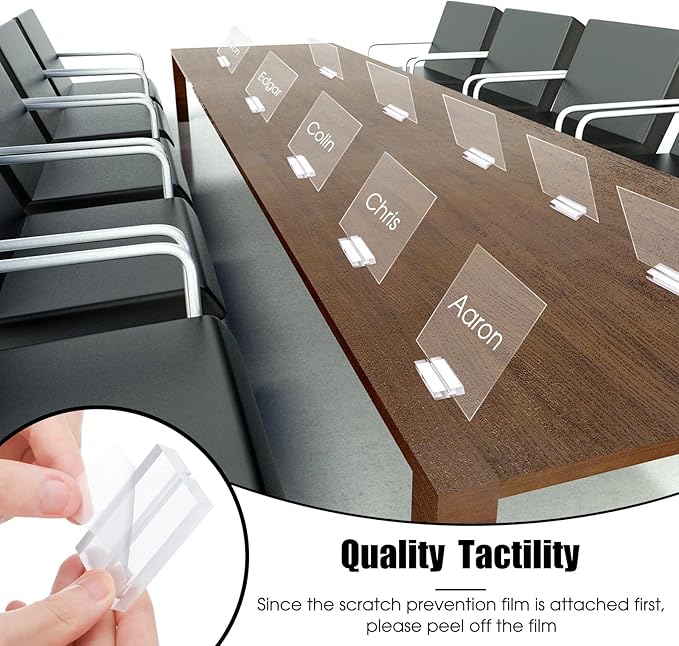 Blulu 40 Pieces Acrylic Place Card Holders 2 Inch Clear Stands Base with 3 mm Card Slot Numbers Display Table Sign for Wedding Exhibition Office Cafe Restaurant Photo Menu Meeting Table Decorations
