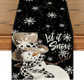 Artoid Mode Black Snowman Snowflake Let it Snow Winter Table Runner, Christmas Kitchen Dining Table Decoration for Home Party Decor 13x90 Inch