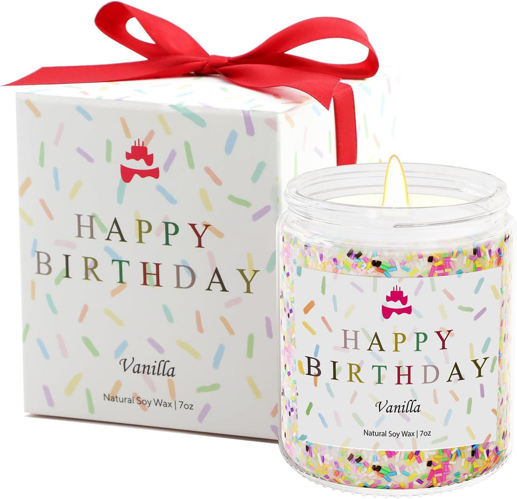 Lihome Happy Birthday Candle - Birthday Gifts for Women, Men, Mom, Dad, Sister, Teacher, Friends - Best Gifts for Ideas, Natural Soy Wax Vanilla Scented Candles