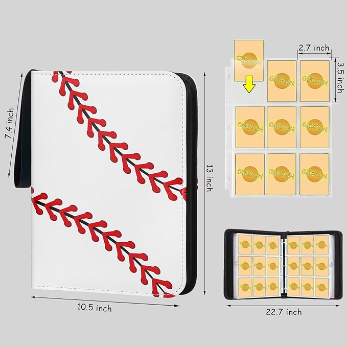 Baseball Card Binder - 9 Pocket, Premium PU Card Book, Card Holder Binder, Compatible with MTC, TCG, Game & Sports Cards