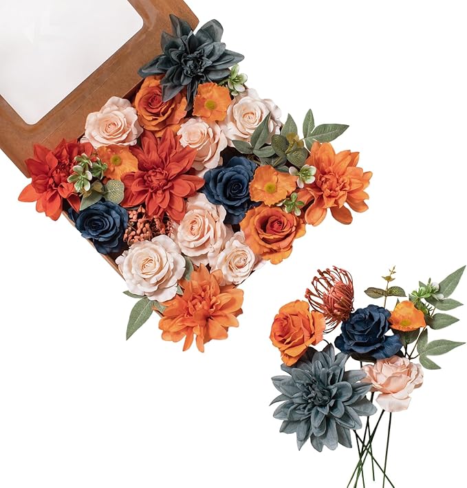 FANKO Rose Artificial Flowers Combo for DIY, Dusty Fake Rose Artificial Silk Flowers with Greenery, Real Looking Artificial Faux Flowers for Wedding, Table Decoration, Centerpieces, Party, Home Décor