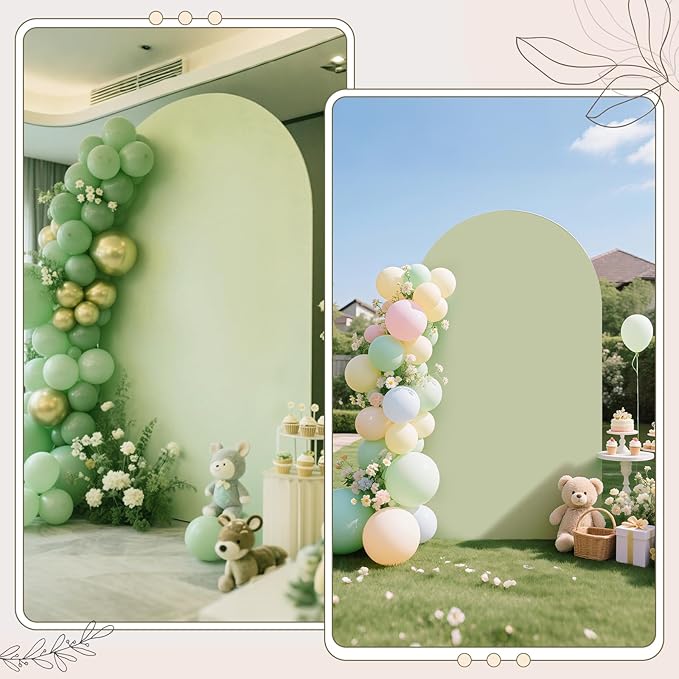 Ledido Wedding Arch Backdrop Cover 6FT Arch Covers Fitted Stretchy Spandex Round Top Stand Backdrop Cover for Wedding Banquet Ceremony Birthday Party Baby Shower Event Decoration,Green