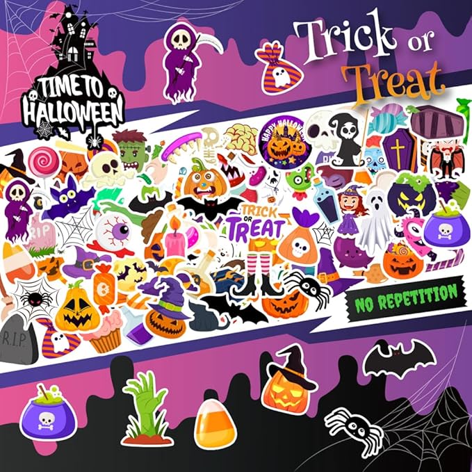 120 Pcs Halloween Stickers, Halloween Stickers for Kids, Kids Halloween Party Favors Classroom Crafts, Decorations, Gifts, Halloween Party Supplies