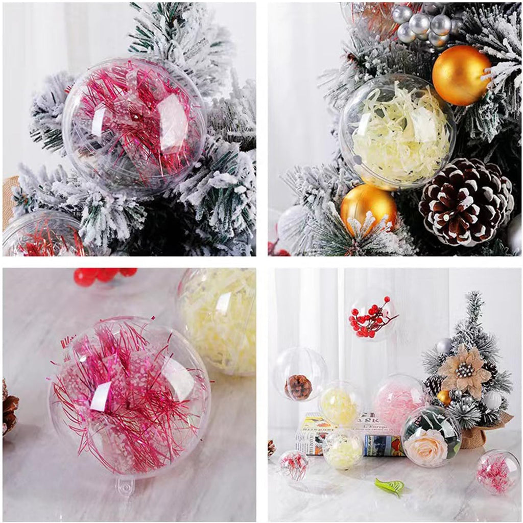 20 Clear Fillable Ornaments Balls- 80mm/3.15" Transparent Plastic Thickened Spherical Assembled Craft, for Christmas Tree Decor, and Festive Days Home Party(8cm)