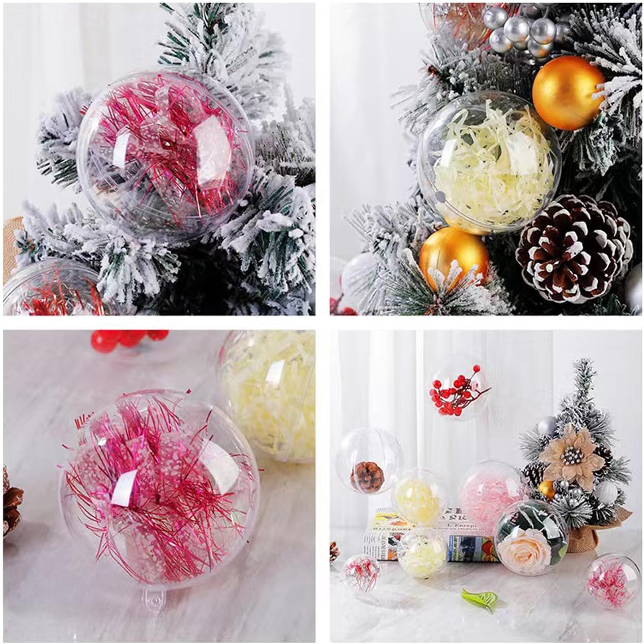 20 Clear Fillable Ornaments Balls- 80mm/3.15" Transparent Plastic Thickened Spherical Assembled Craft, for Christmas Tree Decor, and Festive Days Home Party(8cm)