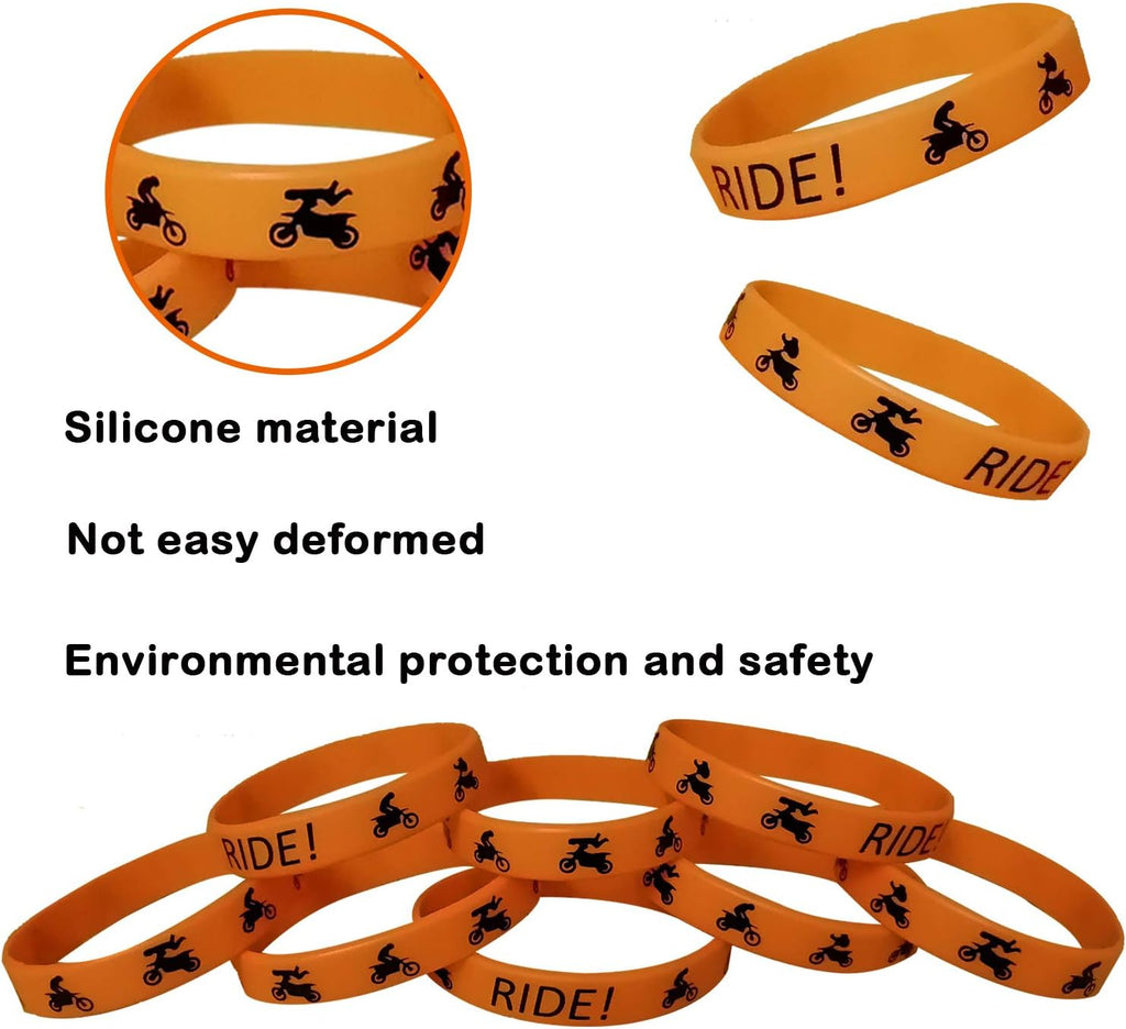 CupaPlay 24PCS Dirt Bike Party Favors Rubber Bracelets - Motocross Game Party Supplies Gifts/Prize/Goodie Bag Stuffers Slicone Wristbands