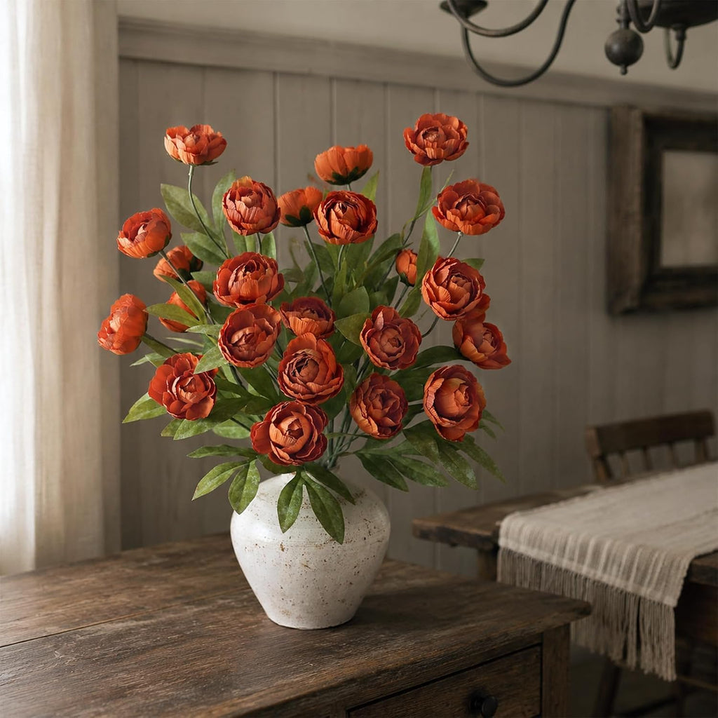 27" faux silk peony artificial fall flowers stems, package contents