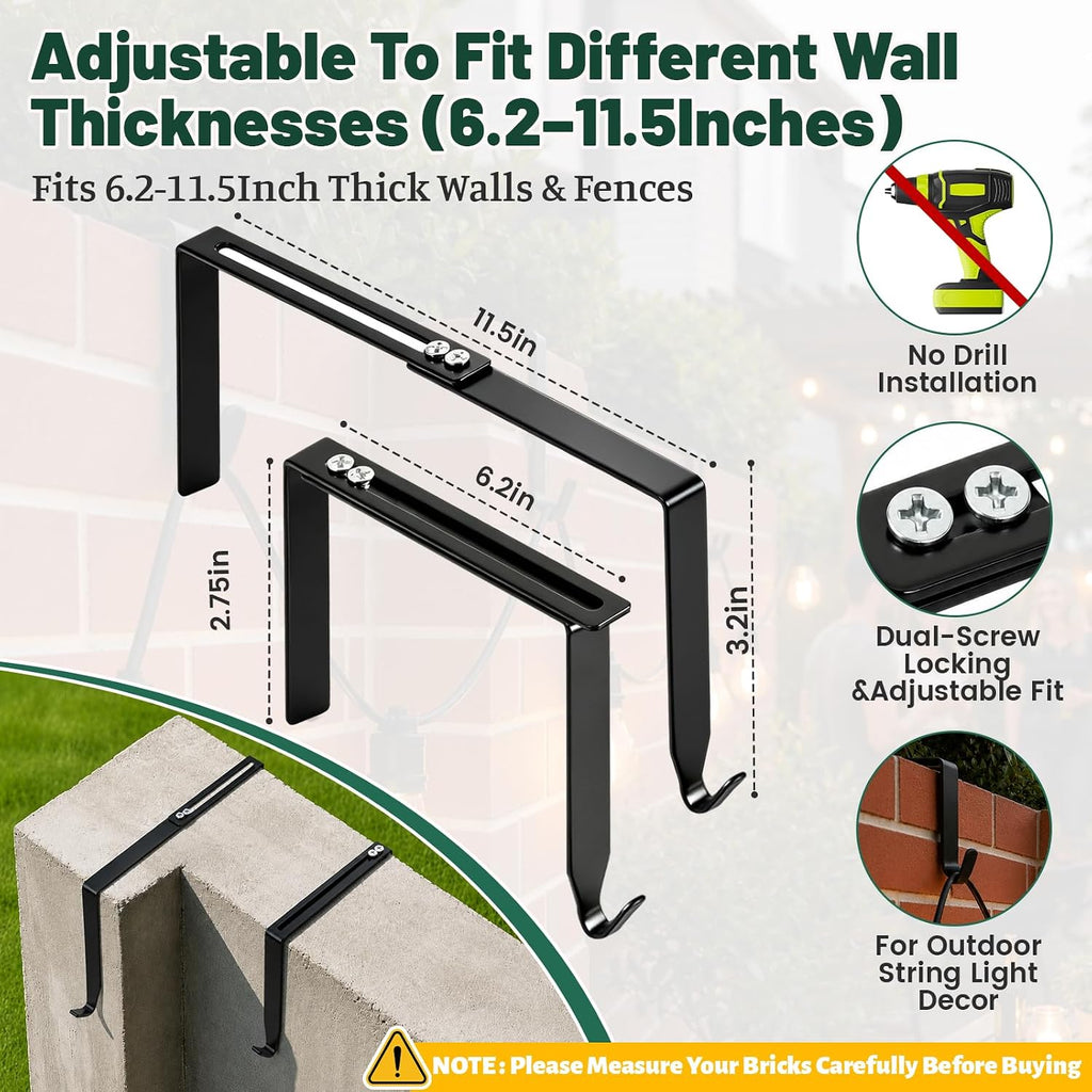 adjustable cinder block wall hangers, 6.2-11.5 inch black shown in use
