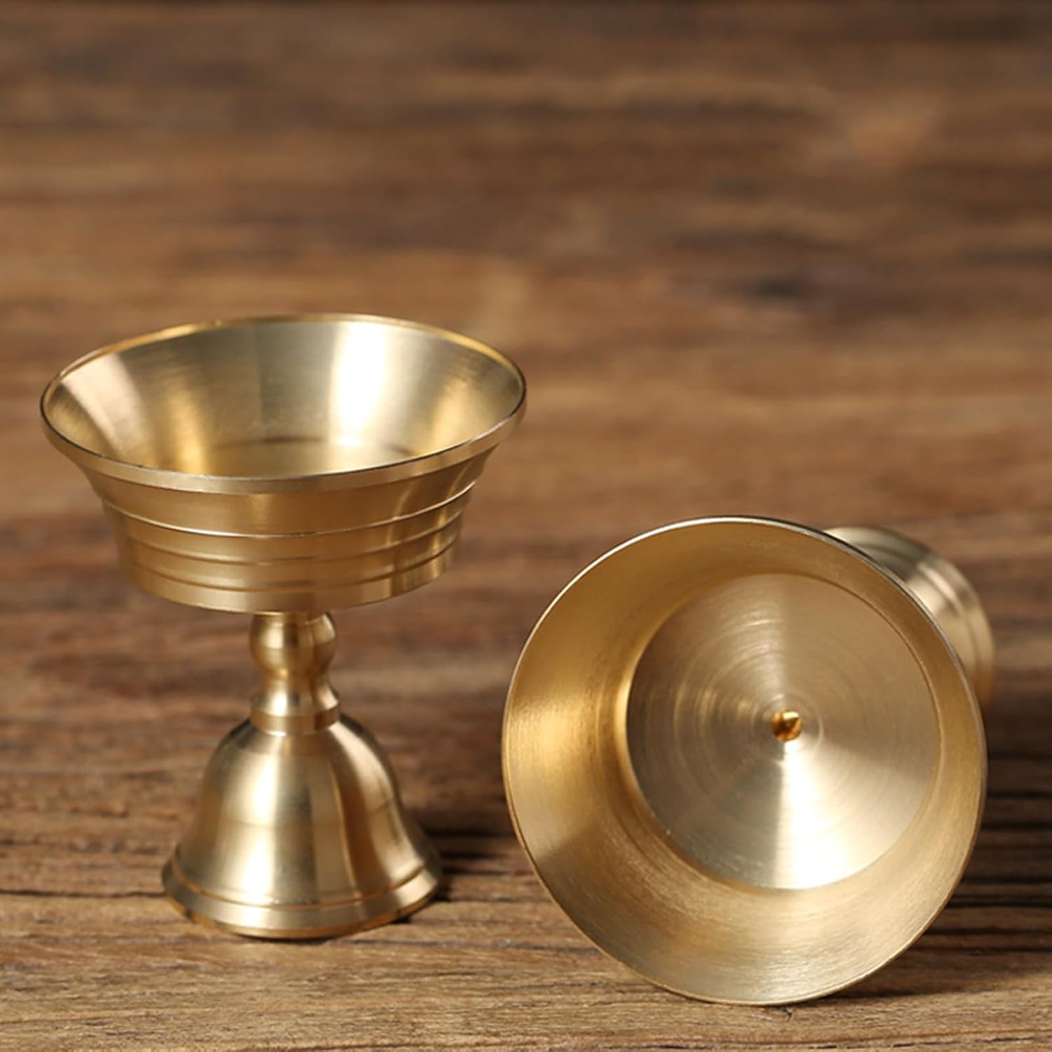 Brass Candlestick for Buddhist Temples Butter Lamp Holder Golden Tealight Stand for Altars Decors Candleholder Thickened Candlestick Decors