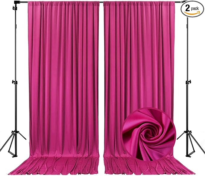 10 x 7 Feet Fuschia Backdrop Curtain for Partie, Background Curtains for Photoshoot, Birthday, Wedding, Halloween, Thanksgiving, Christmas, New Year Party Decorations 5Ft x 7Ft, 2 Panels