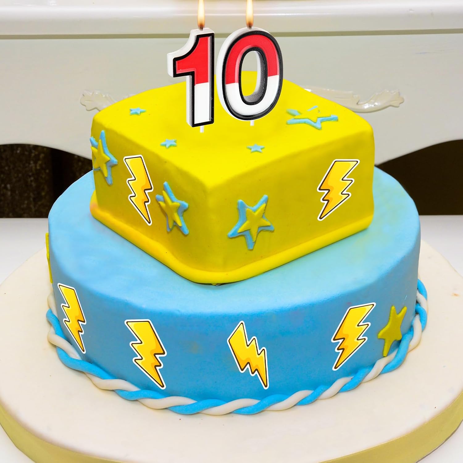 Conelist Cartoon Red and White Birthday Cake Candle Numeral Birthday Cake Topper for Animated Decoration Cartoon Party Supplies(Number 10)