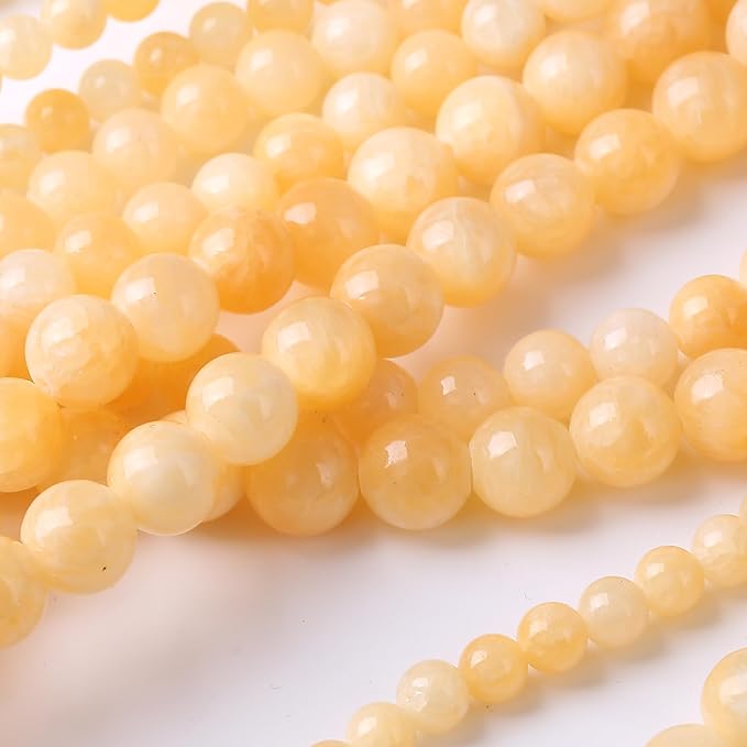 Rice Topaz Stone Beads Gemstone Round Crystal Energy Jade Beads Stone Beads for Jewelry Making DIY Bracelet Necklace Jewelry Making 1 Strand 15.5inch 45PCS 8MM