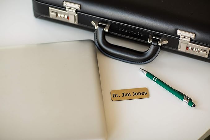 Custom Engraved Name Tag Badges – Personalized Identification with Pin or Magnetic Backing, 1.5 Inches x 3 Inches, Silver/Black