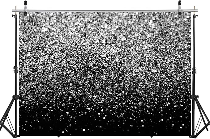 WOLADA Black and Silver Backdrop Silver Glitter Backdrop for Photography Wedding Birthday Baby Shower Party Photo Studio 10x8FT FW18