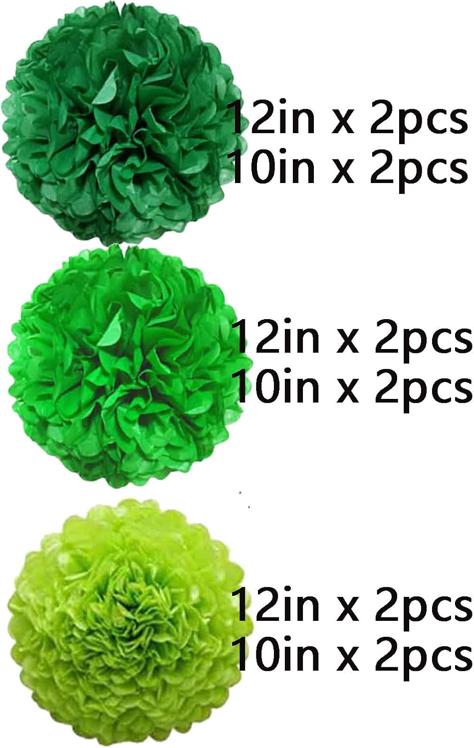 We Moment Green Paper Pom Poms Decorations for Wedding Birthday Green Party Decoration Ceiling Wall Hanging Green Tissue Flowers Decorations 3 Colors（Dark Green, Green, Light Green） 12 Inch, 10 Inch