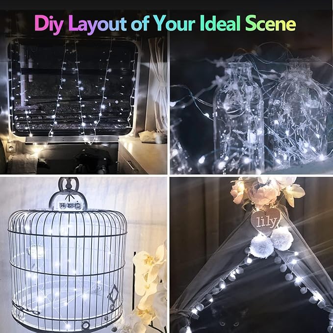 6 Pack Fairy Lights Battery Operated with Timer, Each 20FT 60LED Christmas String Lights Outdoor Indoor, Cuttable Battery Twinkle Light for Bedroom Home Wedding DIY Christmas Decorations (Cool White)