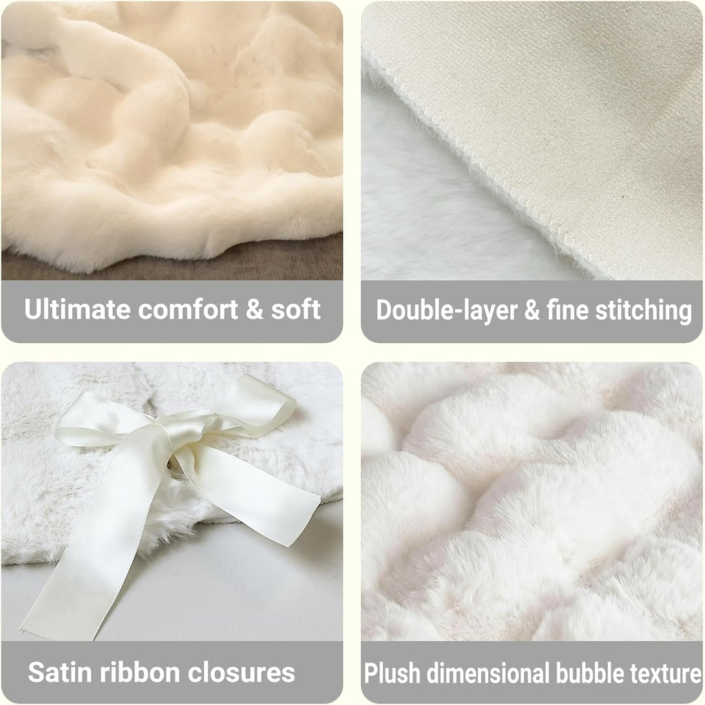 48 inch White Christmas Tree Skirt Large Tree Skirts, Snow White Faux Fur Tree Skirt for 6ft Christmas Tree, Xmas Tree Skirts Christmas Decorations(48 inches)