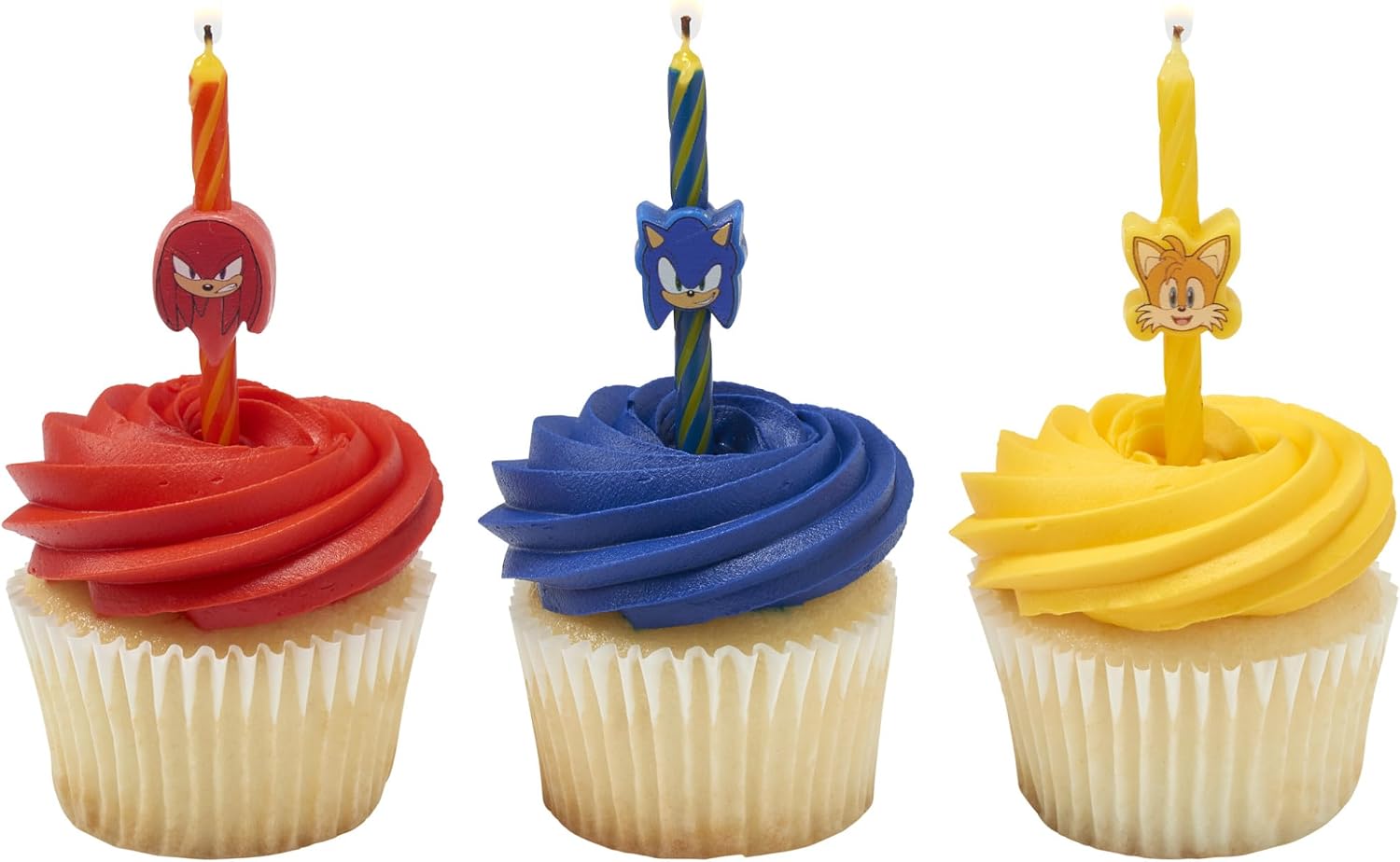 Sonic the Hedgehog Cake Candles | 6 Birthday Cake Candles Featuring Sonic, Knuckles, & Tails, for Sonic Party