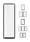 Goodsmart Restaurant Menu Covers - 25 Pack Black 1-Page/2-View 4.25" x 14", Top-Loading Vinyl Menu Holders with Clear Sleeves, Double-Stitched Edge, Leather-Style Café Covers with Gold Corners