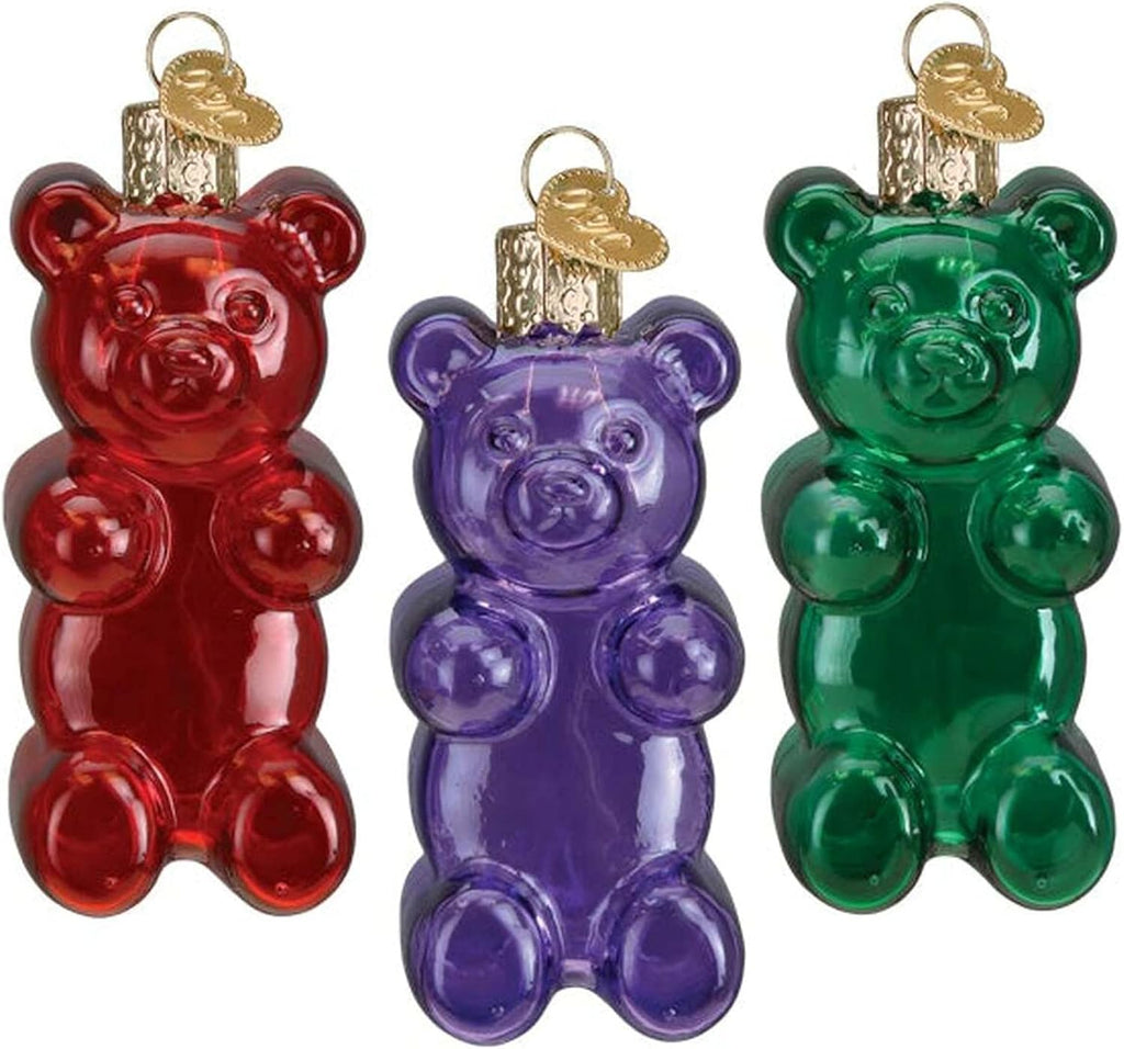 Old World Christmas Jelly Bear Set Glass Blown Ornament for Christmas Tree, Handcrafted Holiday Decoration, Candy Collection