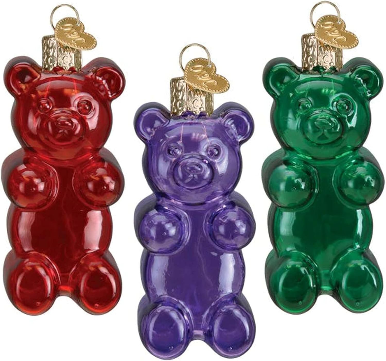 Old World Christmas Jelly Bear Set Glass Blown Ornament for Christmas Tree, Handcrafted Holiday Decoration, Candy Collection