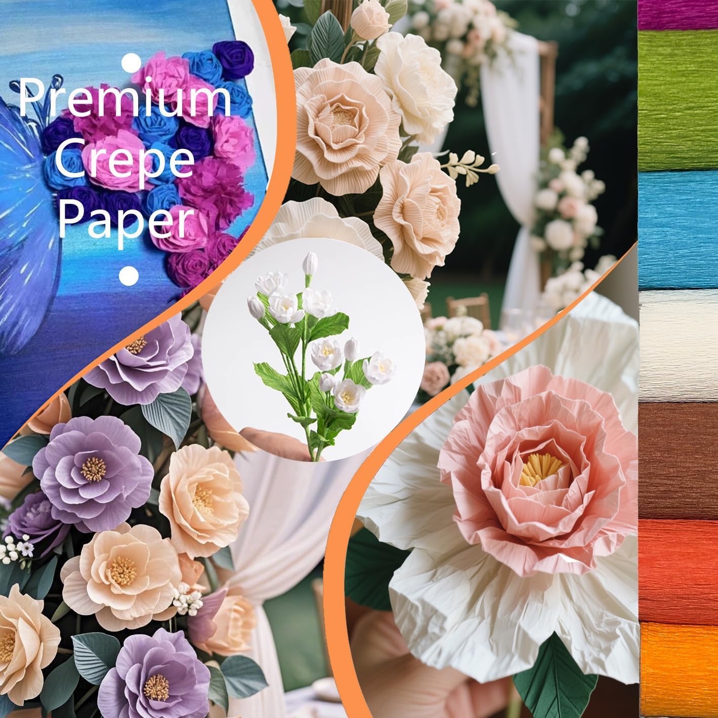 Crepe Paper Roll (9.8Inch x 8.2Ft/3Rolls), Heavy Papel Crepe Set Multi-Color, Crepe Paper for Birthday Wedding Party Decoration DIY Craft (Red)
