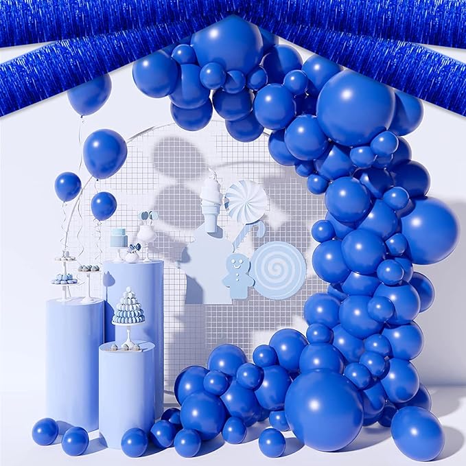 6 Pack 10 Feet Blue Foil Fringe Garland Metallic Tinsel Streamers Banner Wall Hanging Curtain Backdrop for Parade Floats, Birthday, Graduate, Mother's Day, Wedding Party Decoration