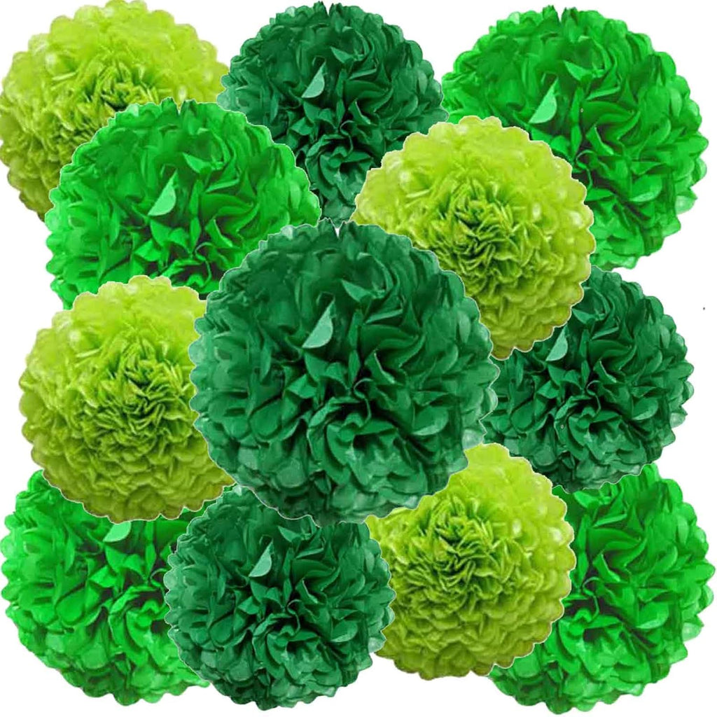 We Moment Green Paper Pom Poms Decorations for Wedding Birthday Green Party Decoration Ceiling Wall Hanging Green Tissue Flowers Decorations 3 Colors（Dark Green, Green, Light Green） 12 Inch, 10 Inch
