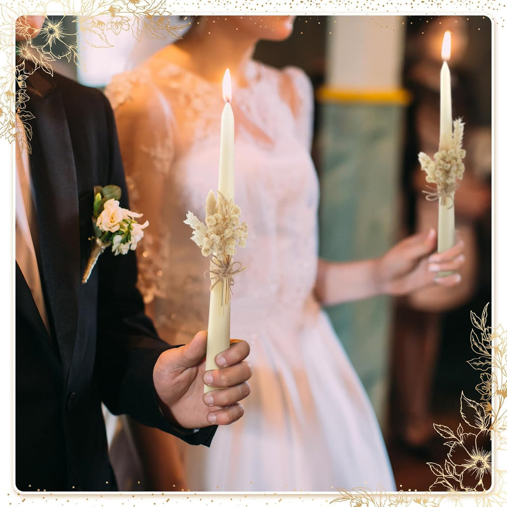 Conelist 3 Pcs Wedding Unity Candles for Wedding Ceremony Gift 6.3" Pillar and 9.8'' Taper Candles Set for Reception and Ceremony Events Decor(Rustic Style)