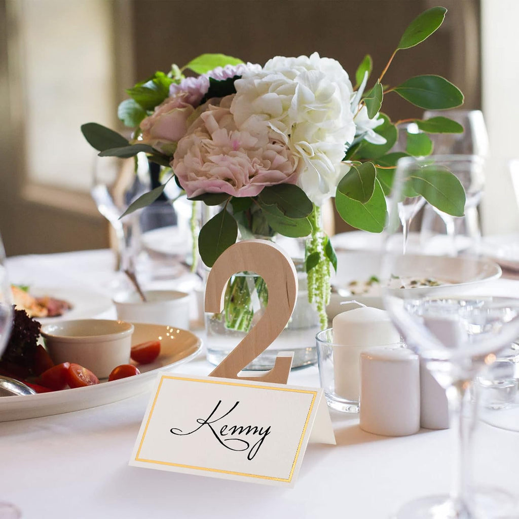 50 Pack Place Cards for Table Setting with Gold Foil Border Table Tent Cards for Seating Perfect for Weddings, Dinner Parties, Banquets 2” x 3.5”