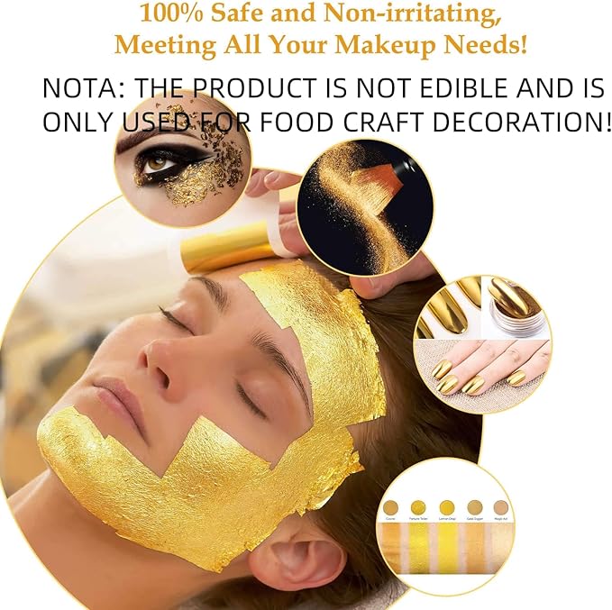 100 Sheets Gold Flakes with A Pair of Tweezers, Premium Large Gold Leaf 5.31×5.31 Inches Craft Art Decoration Perfect for Decorating Cakes Drinks Sushi