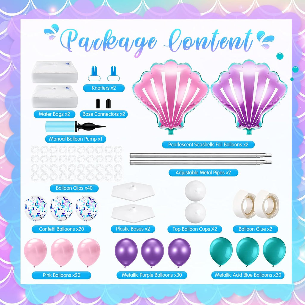 kasyat 2 set mermaid balloon column stand kit, close-up detail