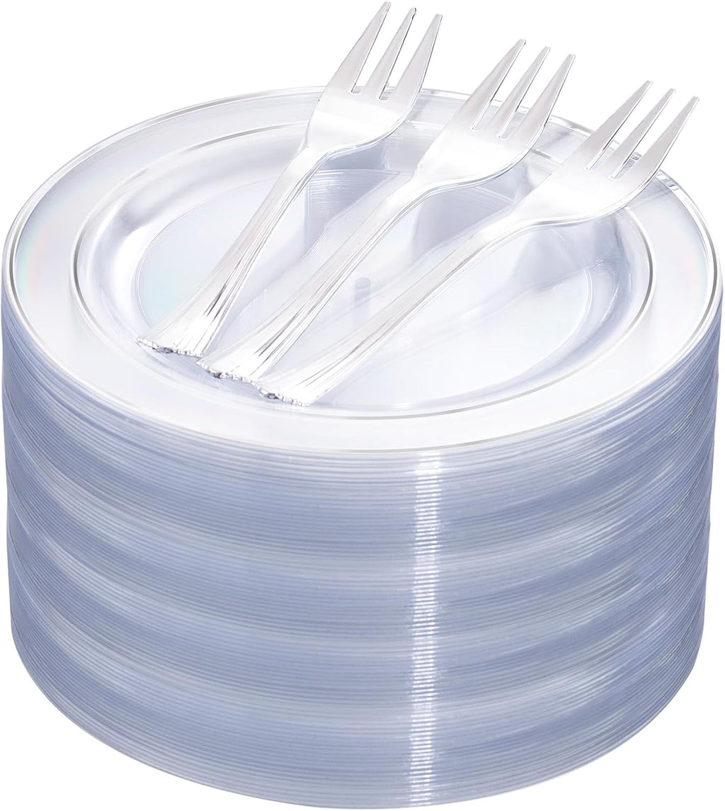 dayammi 240pcs silver dessert plates set includes 120, main product view