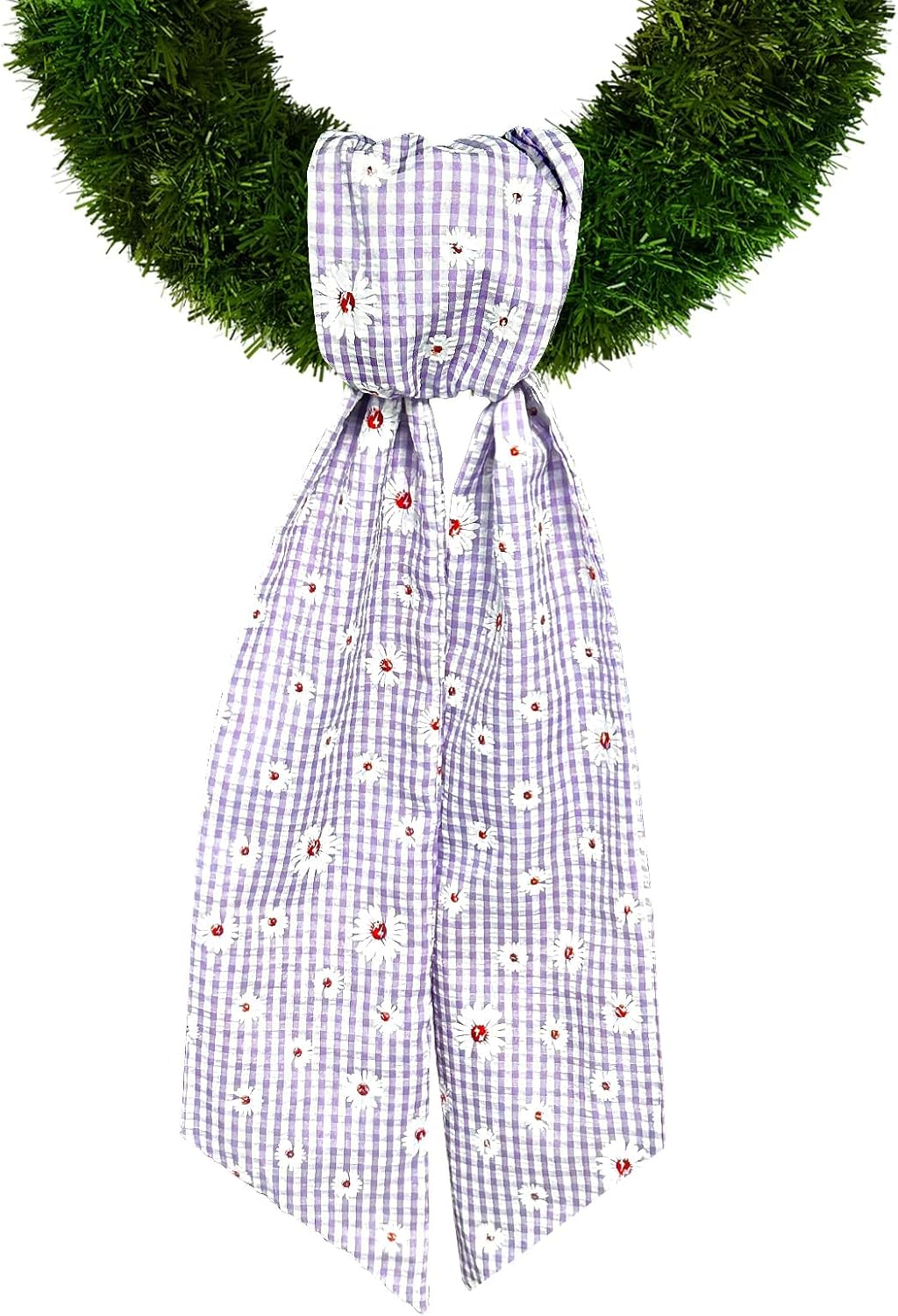 Christmas Flowers Wreath Sash for Front Door, Purple Buffalo Plaid Sash Baby Shower Floral Wreath Accessories for Home Wedding Birthday Decorations