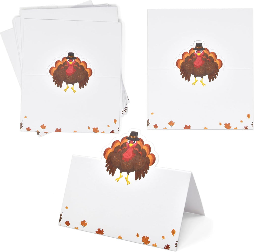 Gift Boutique 100 Pack Thanksgiving Turkey Place Cards Fall Harvest Folded Paper Name Tent Cards for Dinner Table Setting Party Wedding Decorations