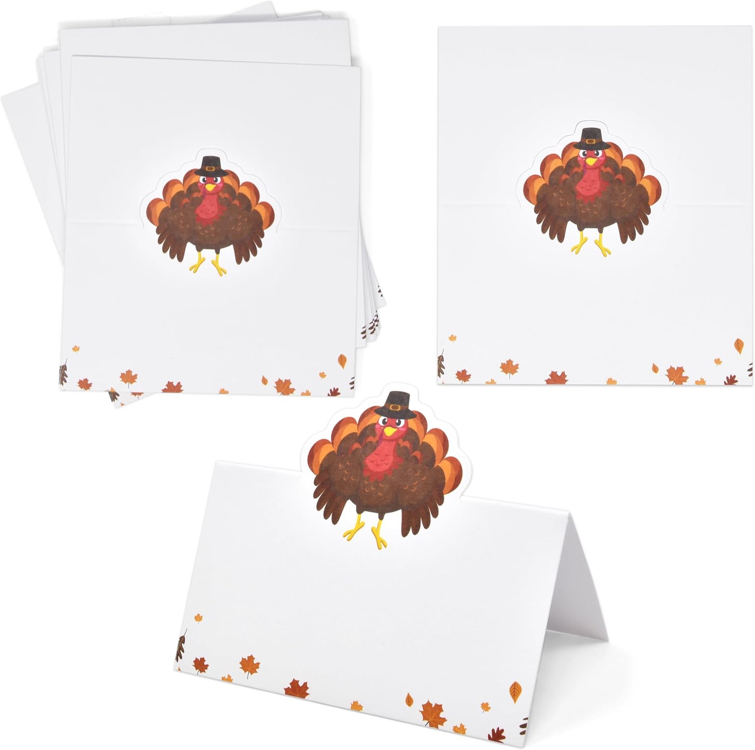 Gift Boutique 100 Pack Thanksgiving Turkey Place Cards Fall Harvest Folded Paper Name Tent Cards for Dinner Table Setting Party Wedding Decorations