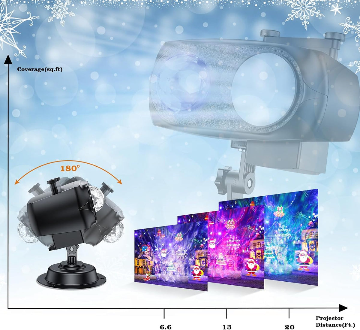 brighter halloween christmas outdoor projector lights with 14, side view