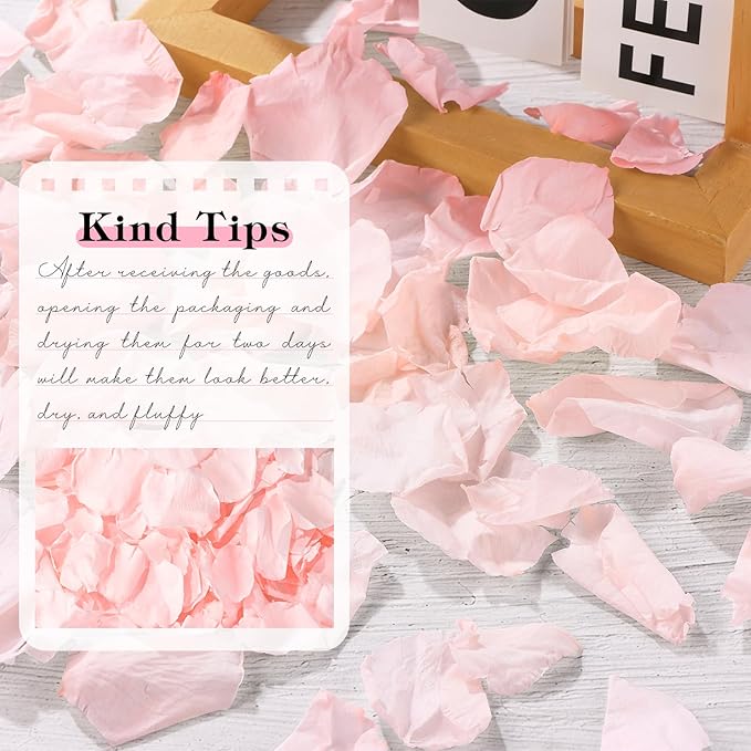 380 Pieces Real Light Pink Rose Petals Dried Rose Flower Petals for Wedding Will You Marry Me, Valentine's Day, Romantic Night,Wedding, Proposal, Anniversary, Event, Party, Special Night Decorations