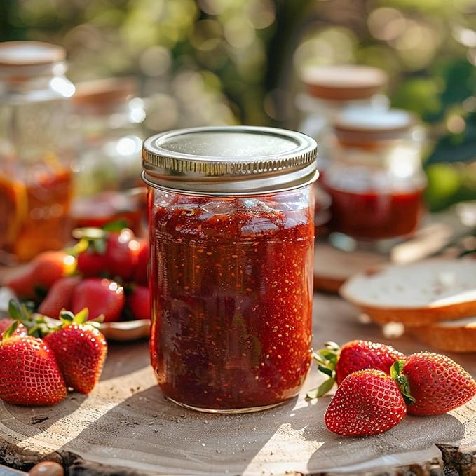 ComSaf Small Mason Jars 8 oz, 24Pcs Regular Mouth Canning Jars, 8 ounce Glass Jar with Lid for Jams, Sauces, Jellies, Spices, Self-Made Gift, DIY Candles Decor, Wedding & Baby Shower Favors