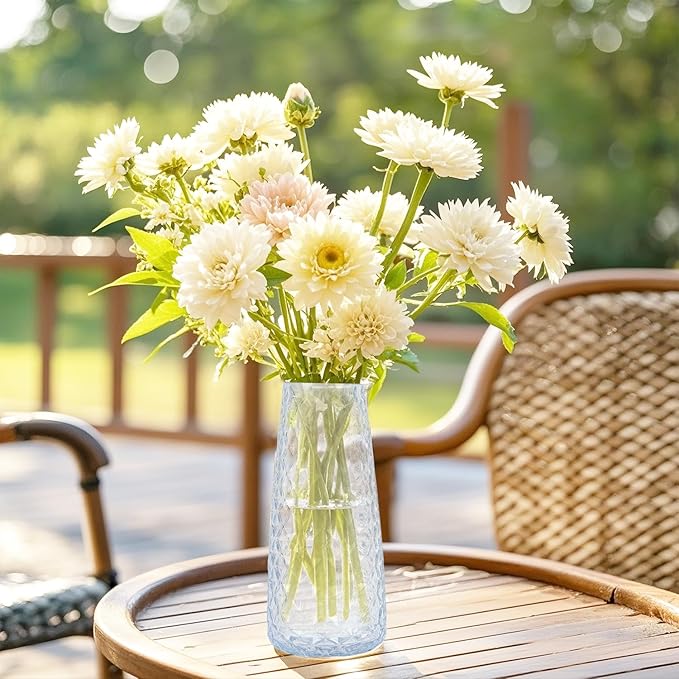 Crystal Vase for Flowers, 8.6" H Clear Round Glass Vase for Centerpieces, Modern Floral Planter Container for Parties,Wedding,Office,Home Decoration
